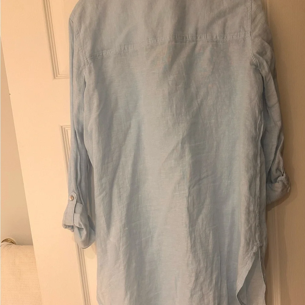 Sigrid Olsen 100% Linen Button-Up Tunic – Light Blue – Size M - Picture 3 of 5